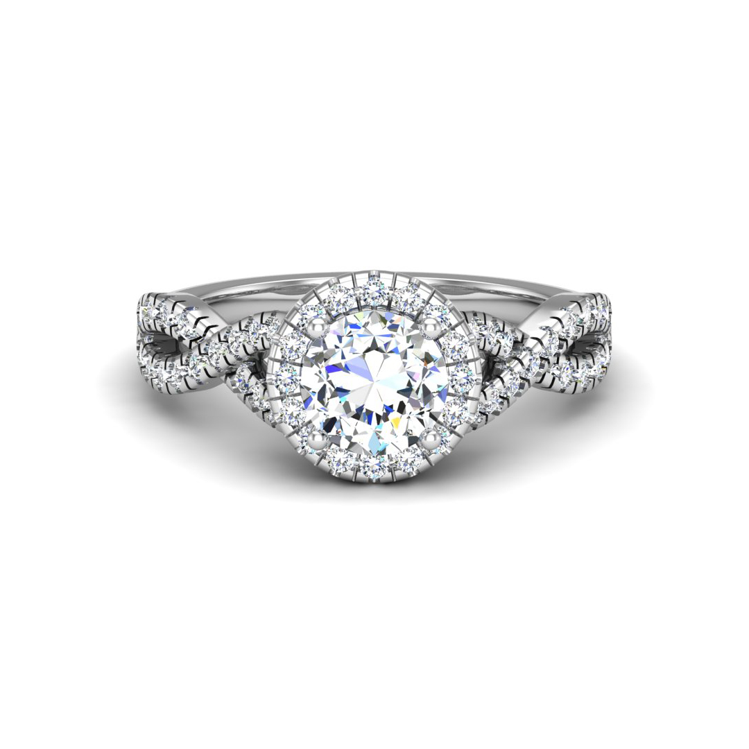 Zoey Twist style Halo Engagement Ring